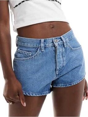 Mango Light Blue Denim Micro Shorts
